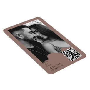 Kleiachtige Blush Koppel Foto QR Code Huwelijk Magneet