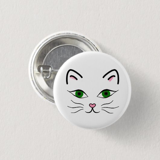 Klein 1 1/4-inch Ronde Button - Kat gezicht (Voorkant /achterkant)
