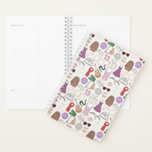 Klein (5,5 inch x 8,5 inch), hard Hoesje, wit spir Planner (Display)