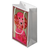 Klein, aangepast cadeau met roze, porseleindoek klein cadeauzakje (Voorkant Gekanteld)