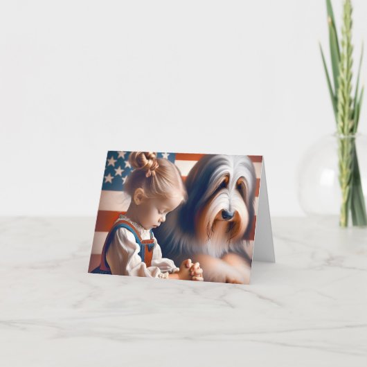 Klein Amerikaans meisje dat bidt Kaart (Voorkant)