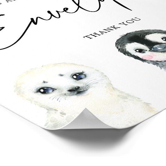 Klein Arctisch Baby shower Adres Envelopteken Poster (Hoek)