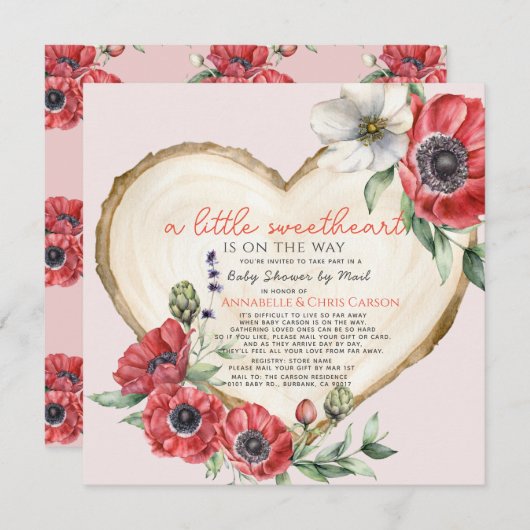 Klein Baby shower met slice-hout per post I Kaart (Voorkant / Achterkant)