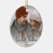 Klein Bedrijf Cliënt Gift "Onze Eerste Kerstmis" Keramisch Ornament (Rechts)