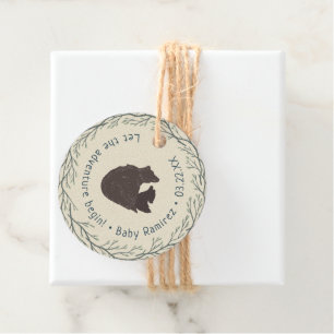 Klein Beer Rustiek Baby shower Bedankjes Labels