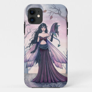 Klein Beest Paarse Fee en Draak Fantasie Kunst iPhone 11 Hoesje