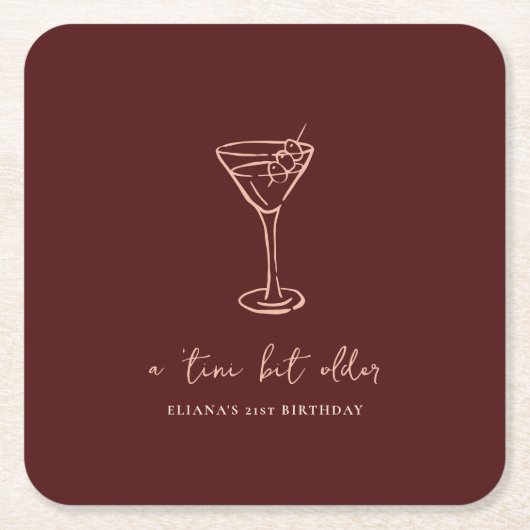 Klein beetje ouder gepersonaliseerd verjaardagsfee vierkante kartonnen onderzetter (Voorkant)
