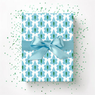 Klein blad in groen en aqua cadeaupapier