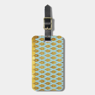 Klein blauw Blauwgroen Glitter Mermaid Fish Scales Bagagelabel
