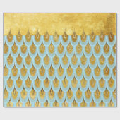 Klein blauw Blauwgroen Glitter Mermaid Fish Scales Cadeaupapier (Vlak)