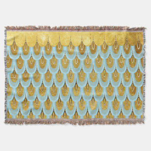 Klein blauw Blauwgroen Glitter Mermaid Fish Scales Deken