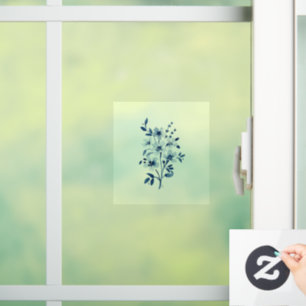 Klein blauw bloemenvenster vastkleven raamsticker