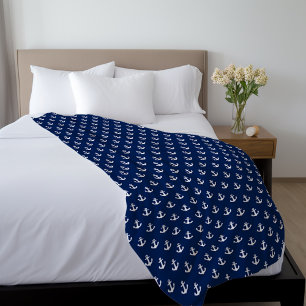 Klein blauw en wit patroon van Anchors Fleece Deken