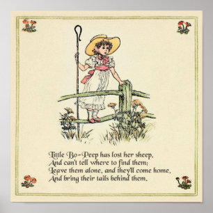 Klein Bo-Peep: Klassieke Kate Greenaway-kinderkame Poster