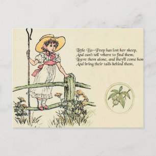 Klein Bo-Peep: Klassieke Kate Greenaway Nursery Briefkaart