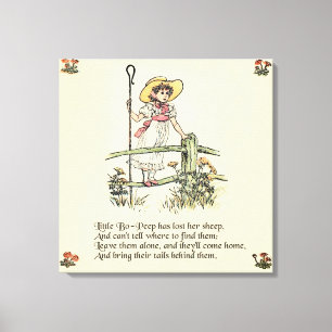 Klein Bo-Peep: Klassieke Kate Greenaway Nursery Canvas Afdruk