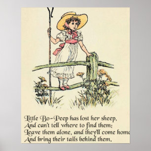 Klein Bo-Peep: Klassieke Kate Greenaway Nursery Poster