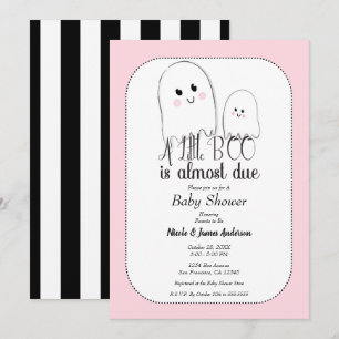 Klein BOE Wegens Halloween spook Roze Baby Shower Kaart