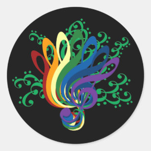 Klein boeket op zwart ronde sticker