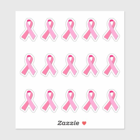 Klein borstkankerbewustzijn roze lint x 15 sticker (Vel)