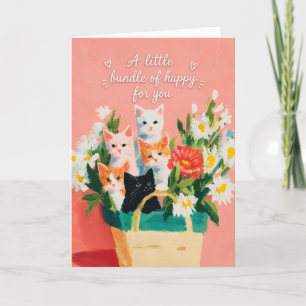 Klein Bundeltje Gelukkige Kittens Kaart