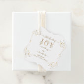 Klein Bundeltje Van Vreugde Wit Gouden Bloemige Ba Bedankjes Labels (In situ)