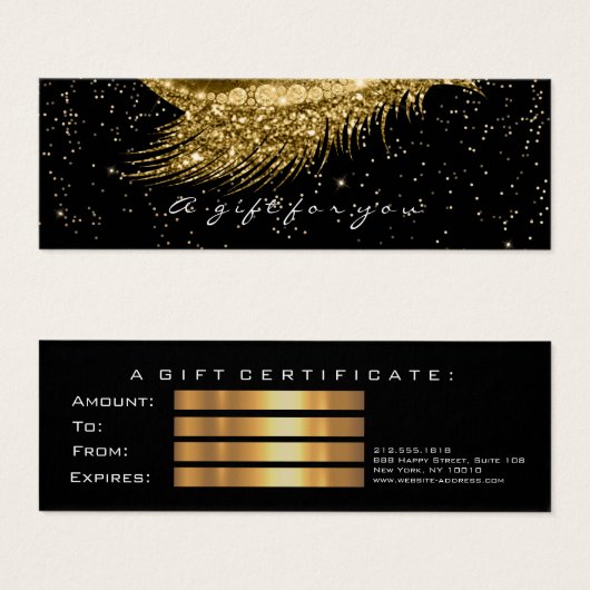 Klein cadeaubon Glitter Gold Black Mini Visitekaartjes (Voorkant /achterkant)