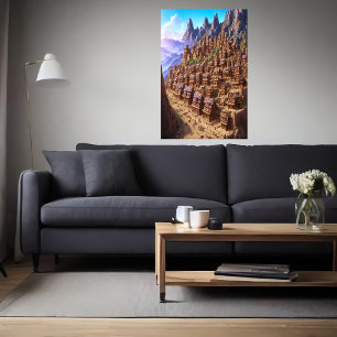 Klein chocoladepudtipdorp AI Art. Poster