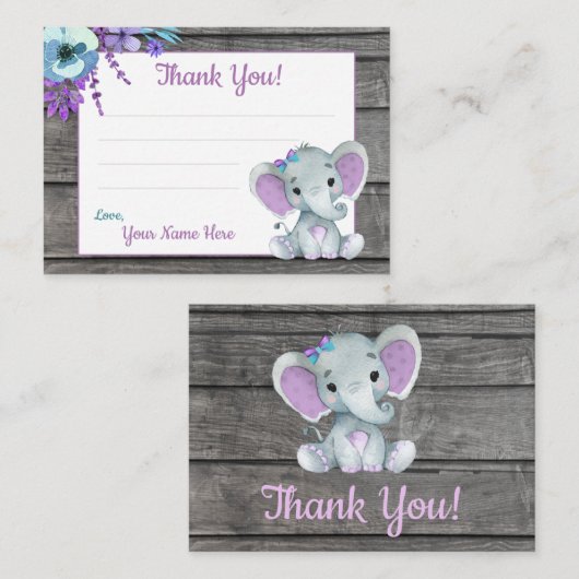 Klein dank u Labels tekst olifant Paarse Blauwgroe (Voorkant / Achterkant)