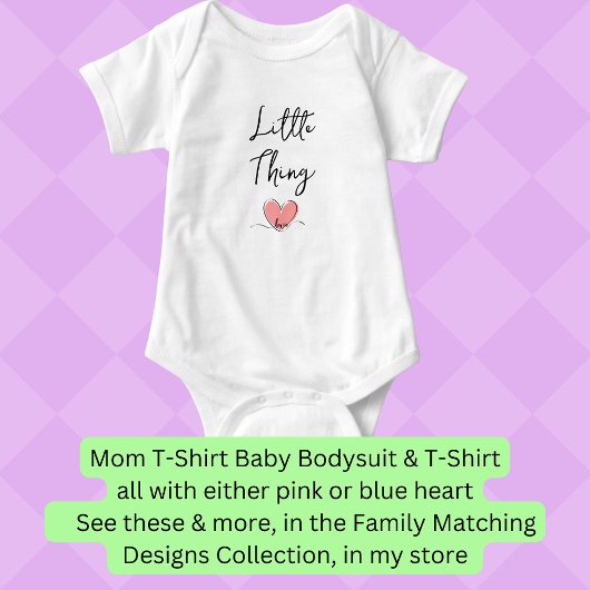 Klein ding - Roze hart - Overeenkomende Moeder Bub Romper