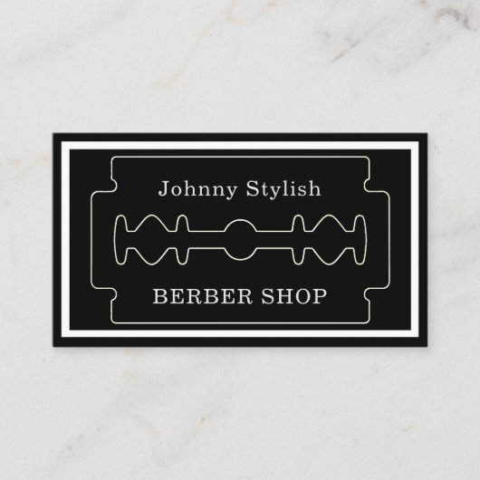 Klein donker uitzien elegante barberstijl visitekaartje (Voorkant)