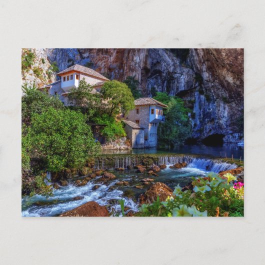 Klein dorp Blagaj op Buna waterfall, Bosnië en Briefkaart (Voorkant)