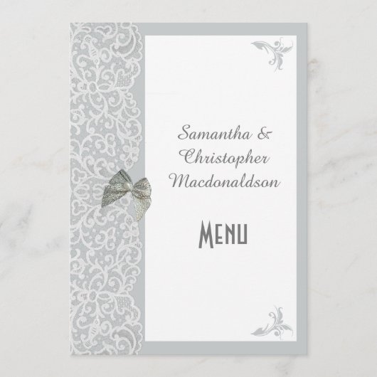 Klein en wit, traditioneel lace bruiloft menu (Voorkant)