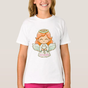 Klein engel meisje en vogel t-shirt