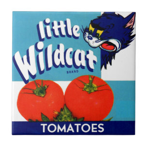 Klein etiket met kleine Wildcat-tomaten Tegeltje