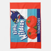 Klein etiket met kleine Wildcat-tomaten Theedoek (Verticaal)