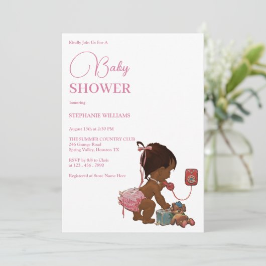 "Klein etnisch meisje bellen" Baby shower Kaart (Staand voorkant)