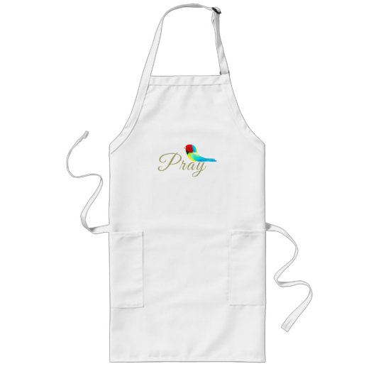 Klein Gebeds Vogeltje Lang Schort (Voorkant)