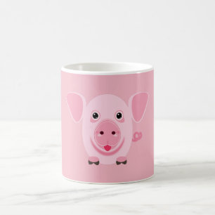 Klein gelukkig schattig roze varken koffiemok