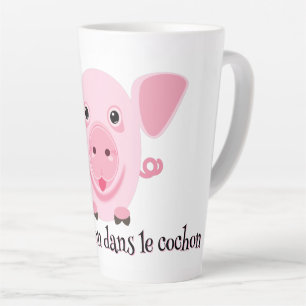 Klein gelukkig schattig roze varken latte mok