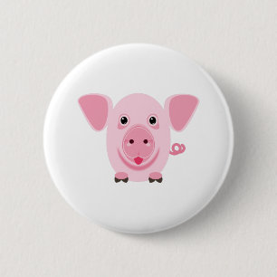 Klein gelukkig schattig roze varken ronde button 5,7 cm