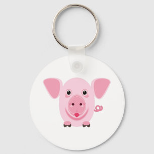 Klein gelukkig schattig roze varken sleutelhanger