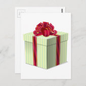 Klein gestreept cadeautje/Cadeau met roodbruin lin Briefkaart (Voorkant / Achterkant)