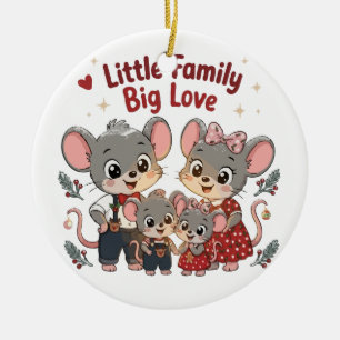 Klein gezin grote liefde Schattige muis Keramisch Ornament