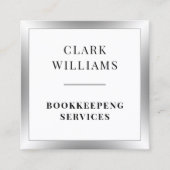 Klein glanzend lijst zilver vierkant visitekaartje (Voorkant)