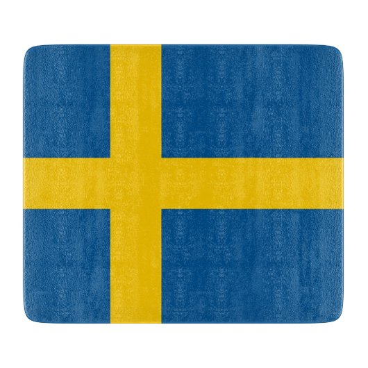 Klein glazen snijbord met Zweedse vlag Snijplank (Voorkant)
