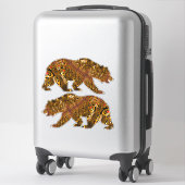 Klein goud en Oranje gepotte fractale Beer Sticker (Koffer)