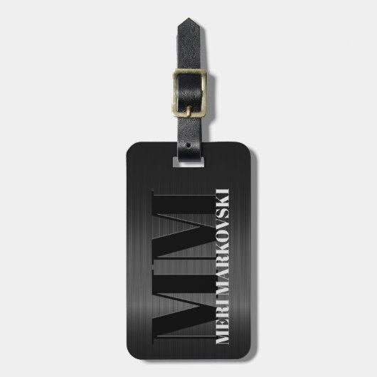 Klein grijs koolstofvezel textuur Bagagelabel 5 (Voorkant verticaal)