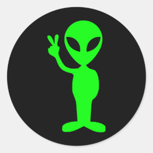 Klein groen Man op zwart Ronde Sticker