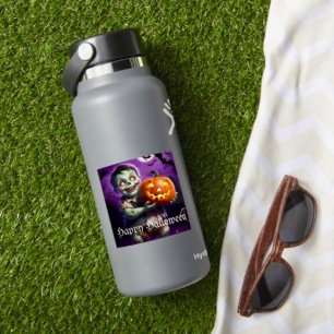 Klein groen monster & pompoenvriend sticker